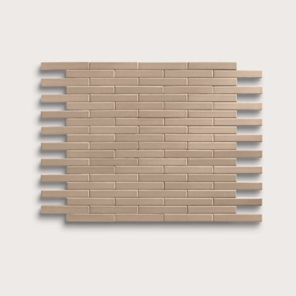 Khaki ceramic tile, 1 by 6 inch subway mosaic, matte finish