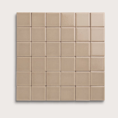 Khaki ceramic tile, 2 by 2 inch mosaic, gloss finish