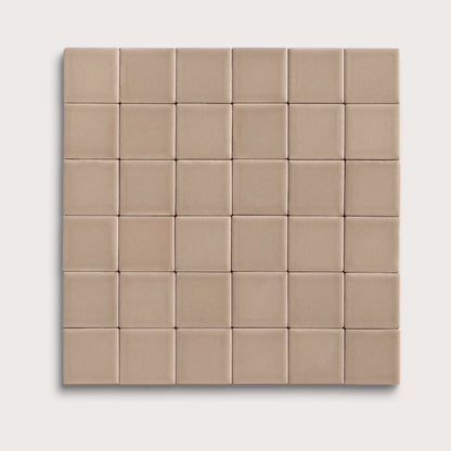 Khaki ceramic tile, 2 by 2 inch mosaic, matte finish