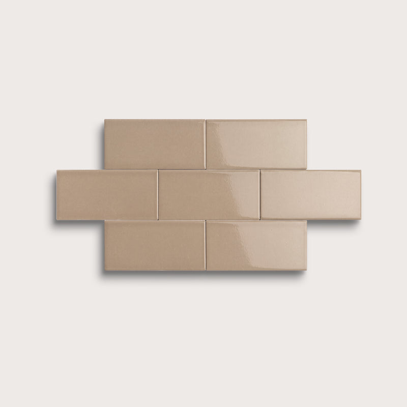 Khaki ceramic tile, 2 by 4 inches, gloss finish