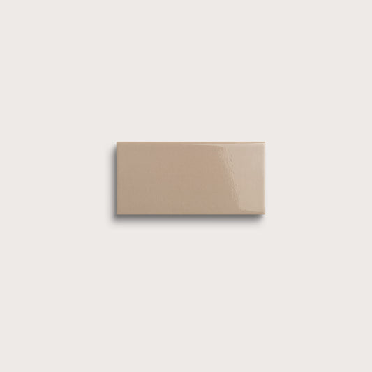 Khaki ceramic tile sample, gloss finish