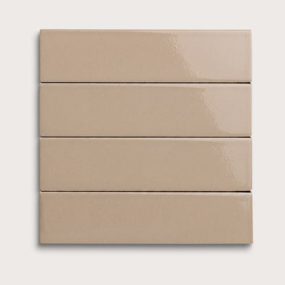 Khaki ceramic tile, 2 by 8 inches, gloss finish