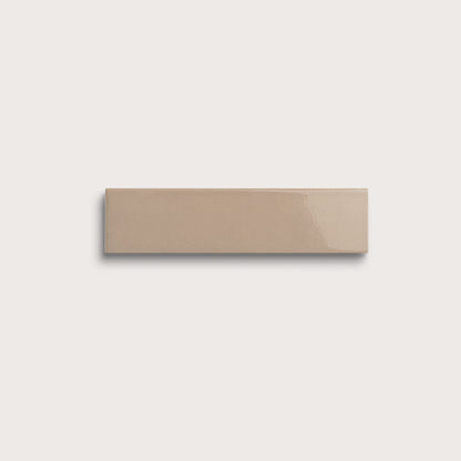 Khaki ceramic tile, 2 by 8 inches, gloss finish