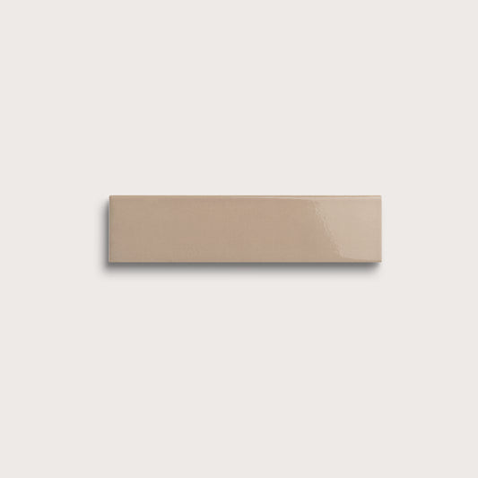 Khaki ceramic tile, 2 by 8 inches, gloss finish