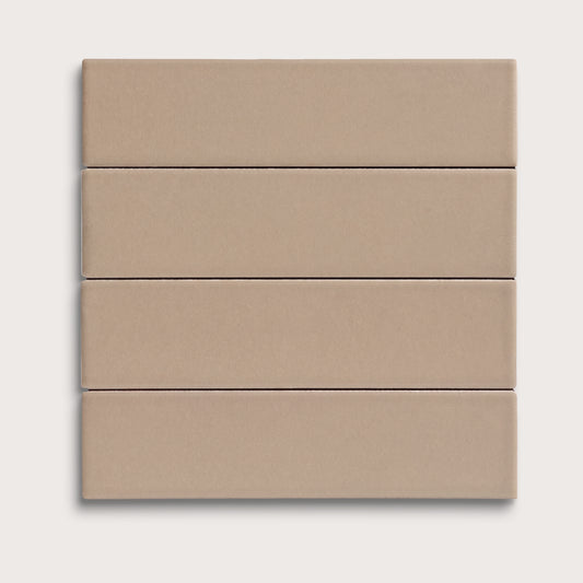 Khaki ceramic tile, 2 by 8 inches, matte finish