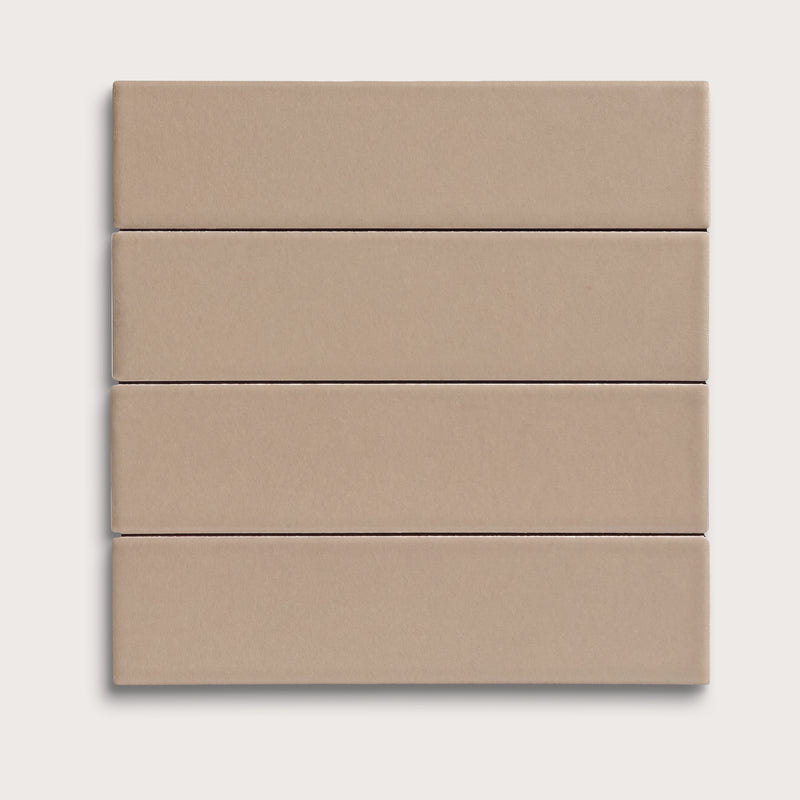Khaki ceramic tile, 2 by 8 inches, matte finish