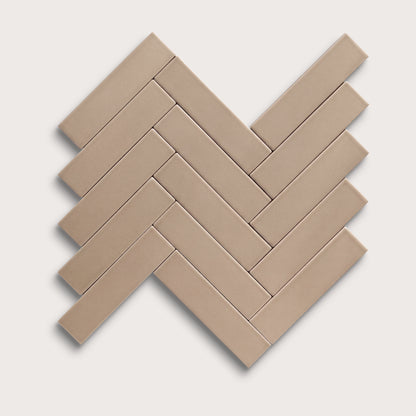 Khaki ceramic tile, 2 by 8 inches, matte finish