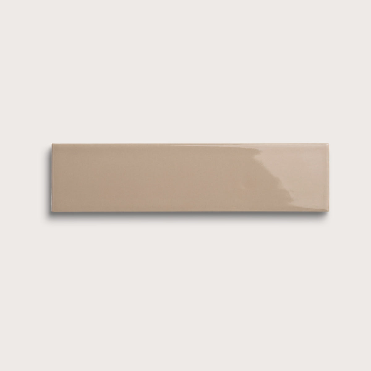 Khaki ceramic tile, 3 by 12 inches, gloss finish