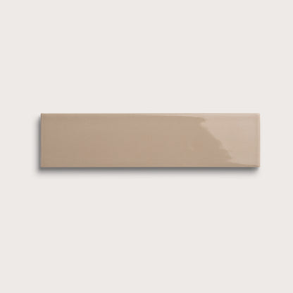 Khaki ceramic tile, 3 by 12 inches, gloss finish