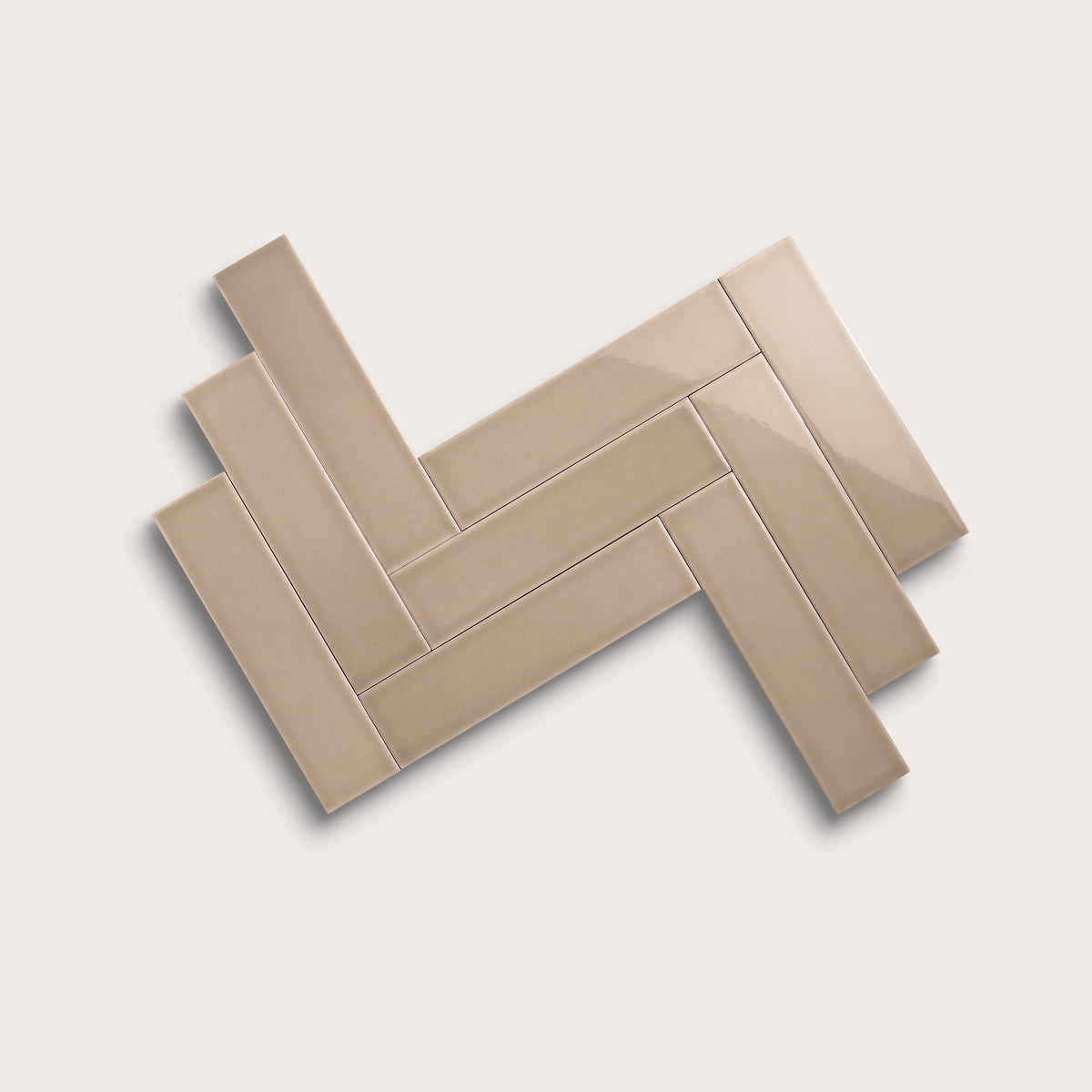 Khaki ceramic tile, 3 by 12 inches, gloss finish