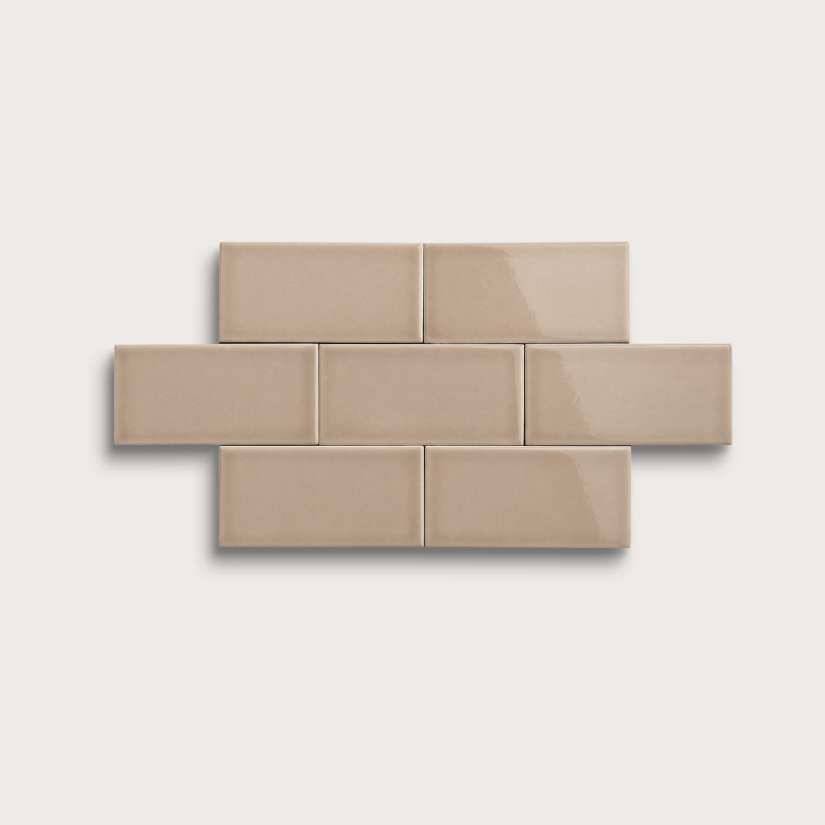 Khaki ceramic tile, 3 by 6 inches, gloss finish