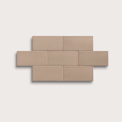 Khaki ceramic tile, 3 by 6 inches, matte finish