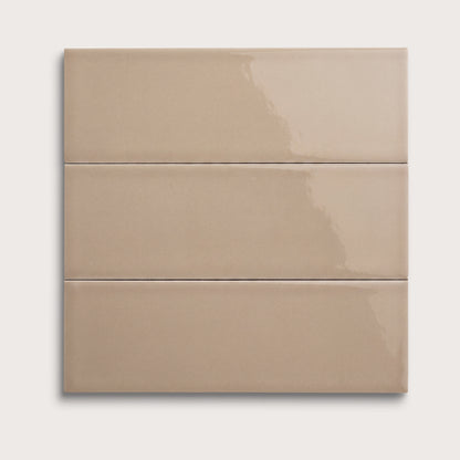 Khaki ceramic tile, 4 by 12 inches, gloss finish