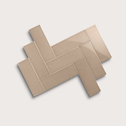 Khaki ceramic tile, 4 by 12 inches, gloss finish