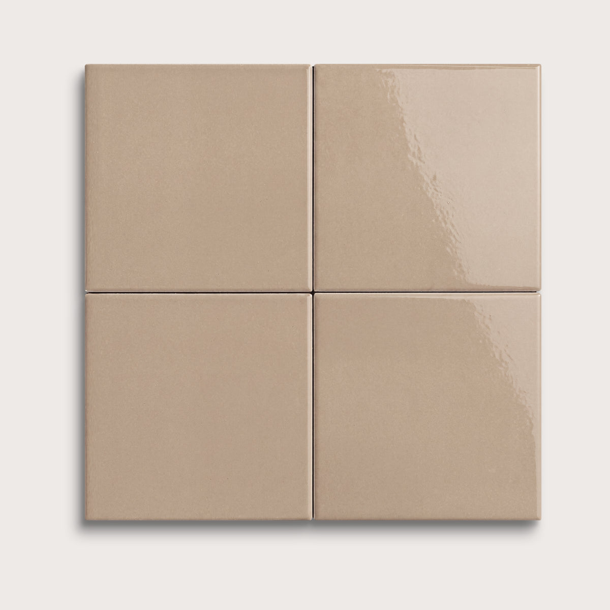 Khaki ceramic tile, 4 by 4 inches, gloss finish