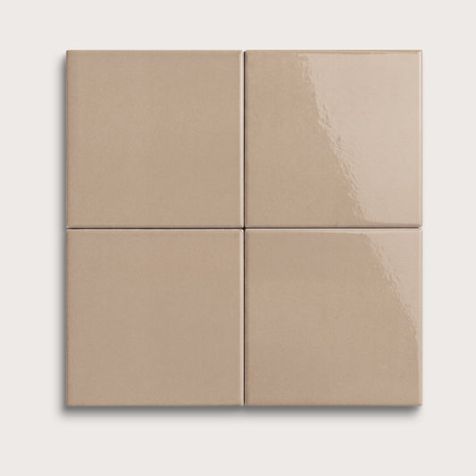 Khaki ceramic tile, 4 by 4 inches, gloss finish