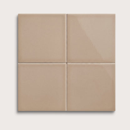 Khaki ceramic tile, 6 by 6 inches, gloss finish