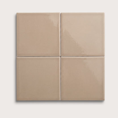 Khaki ceramic tile, 8 by 8 inches, gloss finish