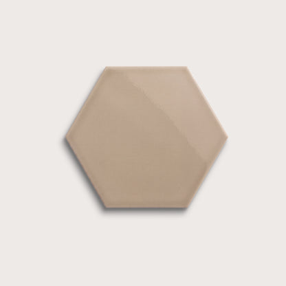 Khaki ceramic tile, 8 inch hex, gloss finish