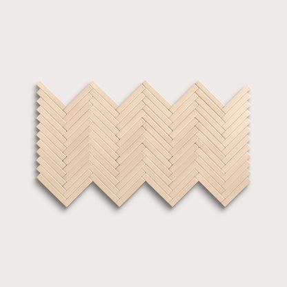 Latte ceramic tile, 1 by 6 inch herringbone mosaic, matte finish