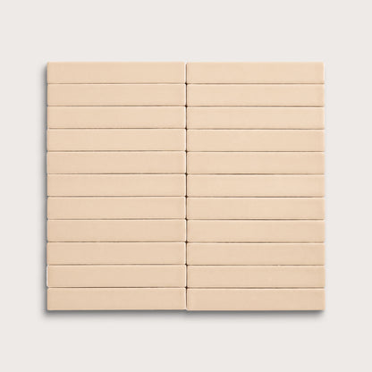 Latte ceramic tile, 1 by 6 inch stacked mosaic, matte finish