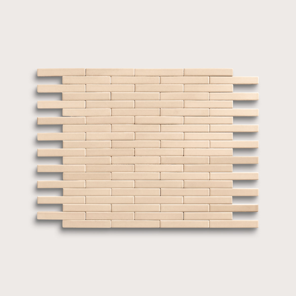 Latte ceramic tile, 1 by 6 inch subway mosaic, matte finish