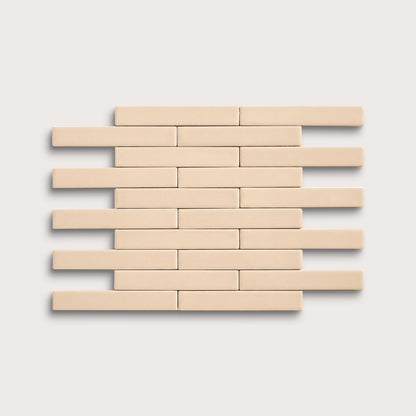Latte ceramic tile, 1 by 6 inch subway mosaic, matte finish