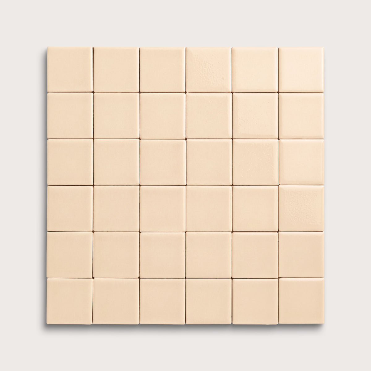 Latte ceramic tile, 2 by 2 inch mosaic, gloss finish