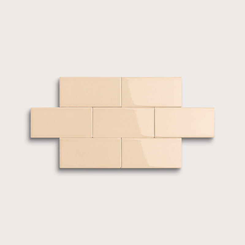 Latte ceramic tile, 2 by 4 inches, gloss finish