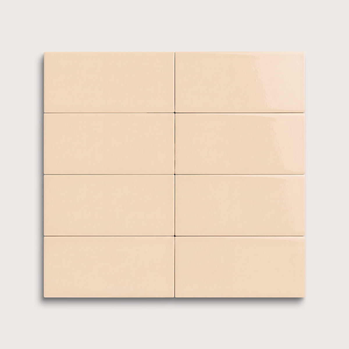 Latte ceramic tile, 2 by 4 inches, gloss finish