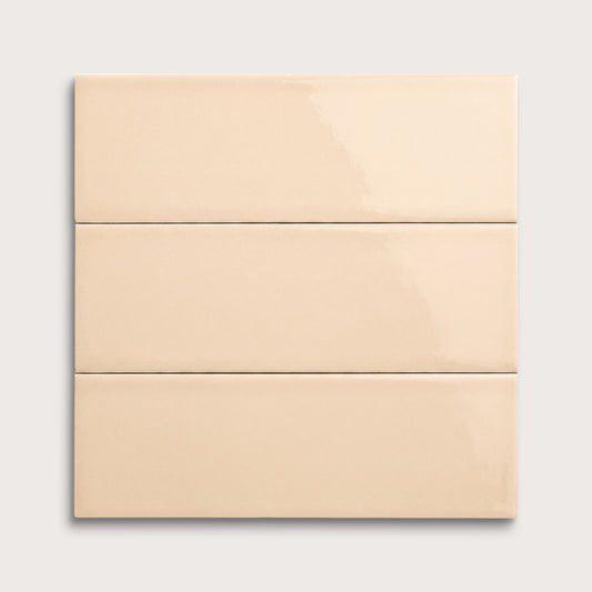 Latte ceramic tile, 4 by 12 inches, gloss finish
