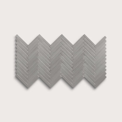 Lunar ceramic tile, 1 by 6 inch herringbone mosaic, matte finish