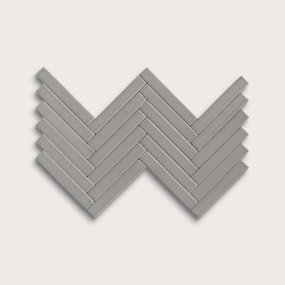 Lunar ceramic tile, 1 by 6 inch herringbone mosaic, matte finish