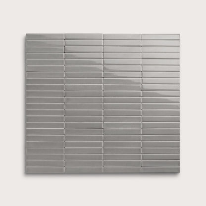 Lunar ceramic tile, 1 by 6 inch stacked mosaic, gloss finish