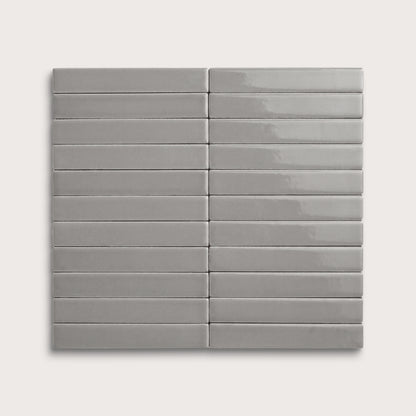 Lunar ceramic tile, 1 by 6 inch stacked mosaic, gloss finish