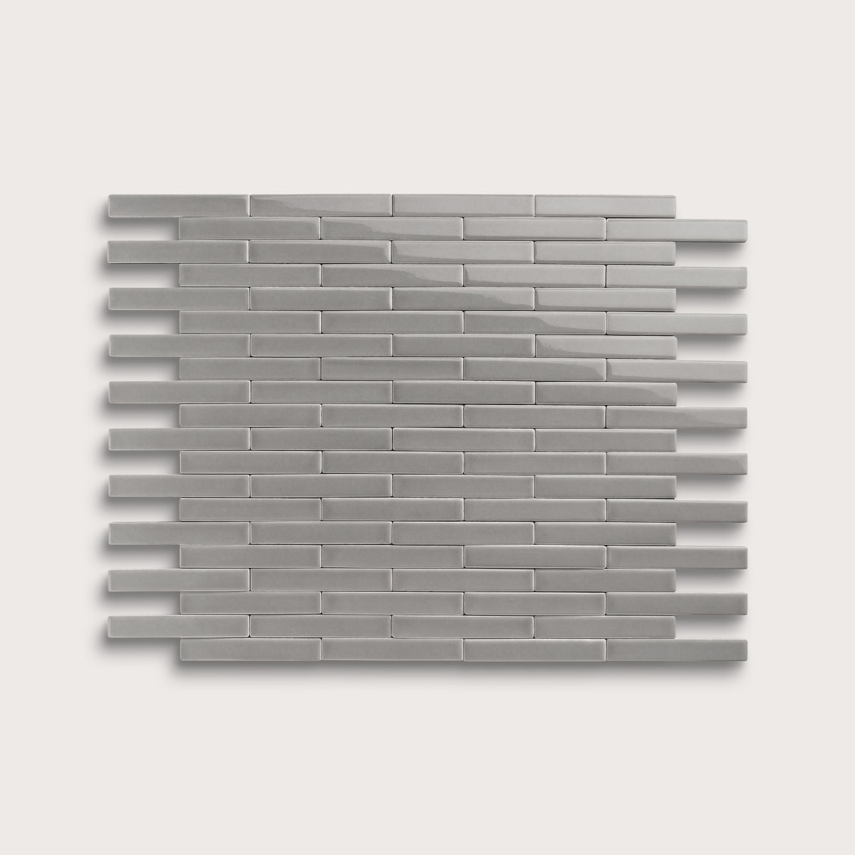 Lunar ceramic tile, 1 by 6 inch subway mosaic, gloss finish