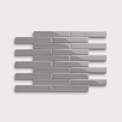 Lunar ceramic tile, 1 by 6 inch subway mosaic, gloss finish