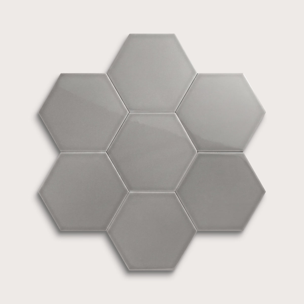 Lunar ceramic tile, 8 inch hex, gloss finish