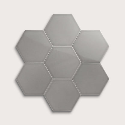 Lunar ceramic tile, 8 inch hex, gloss finish
