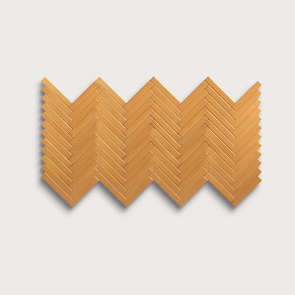 Marigold ceramic tile, 1 by 6 inch herringbone mosaic, matte finish
