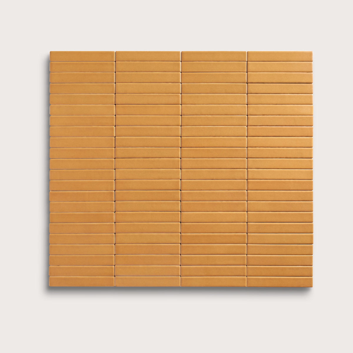 Marigold ceramic tile, 1 by 6 inch stacked mosaic, matte finish