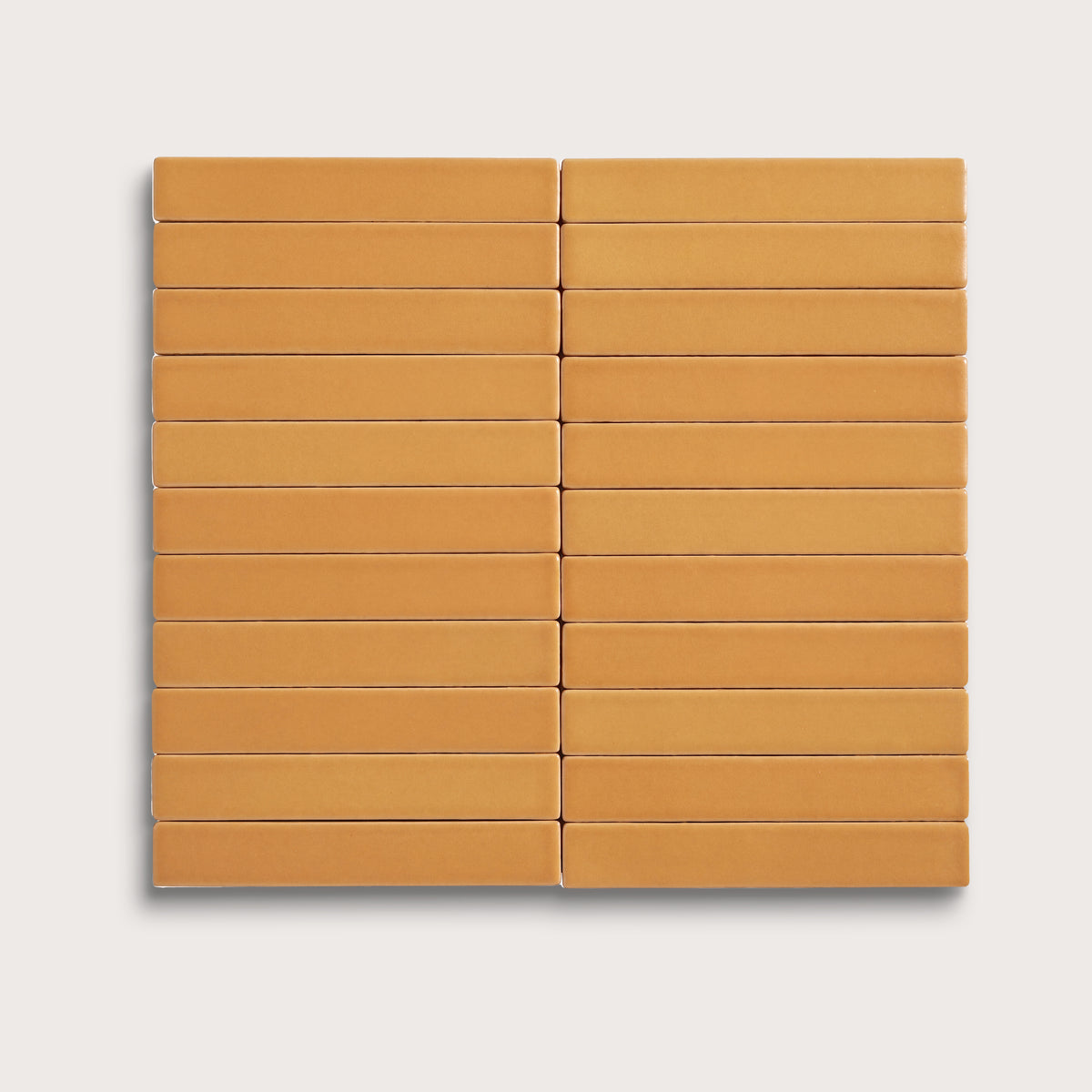 Marigold ceramic tile, 1 by 6 inch stacked mosaic, matte finish