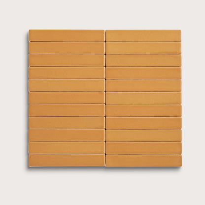 Marigold ceramic tile, 1 by 6 inch stacked mosaic, matte finish