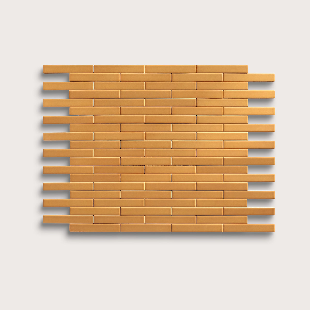 Marigold ceramic tile, 1 by 6 inch subway mosaic, matte finish