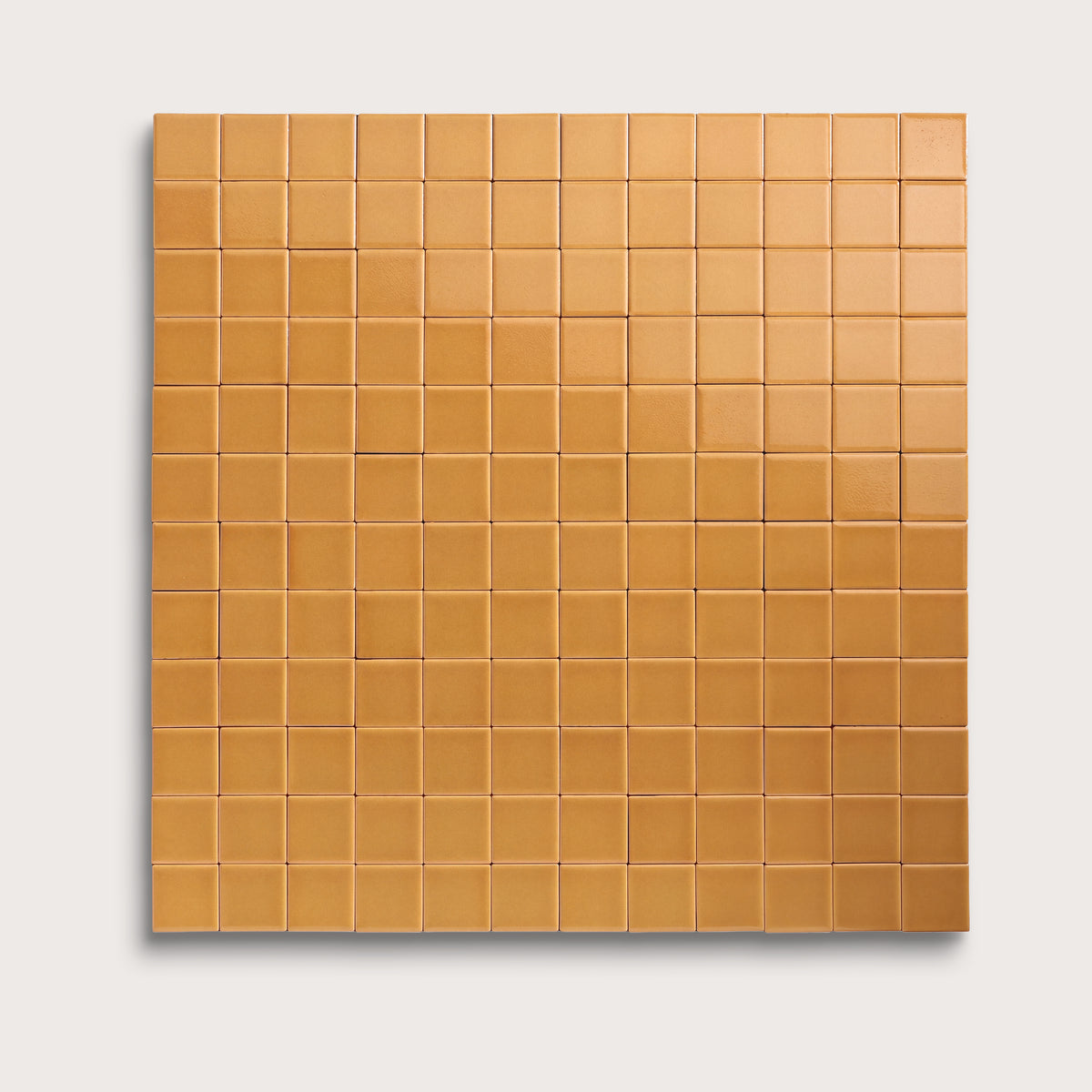 Marigold ceramic tile, 2 by 2 inch mosaic, gloss finish