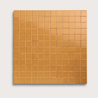 Marigold ceramic tile, 2 by 2 inch mosaic, gloss finish