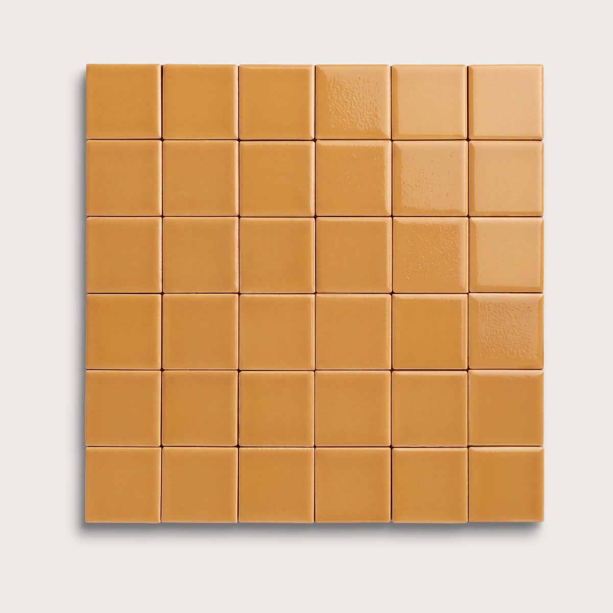 Marigold ceramic tile, 2 by 2 inch mosaic, gloss finish