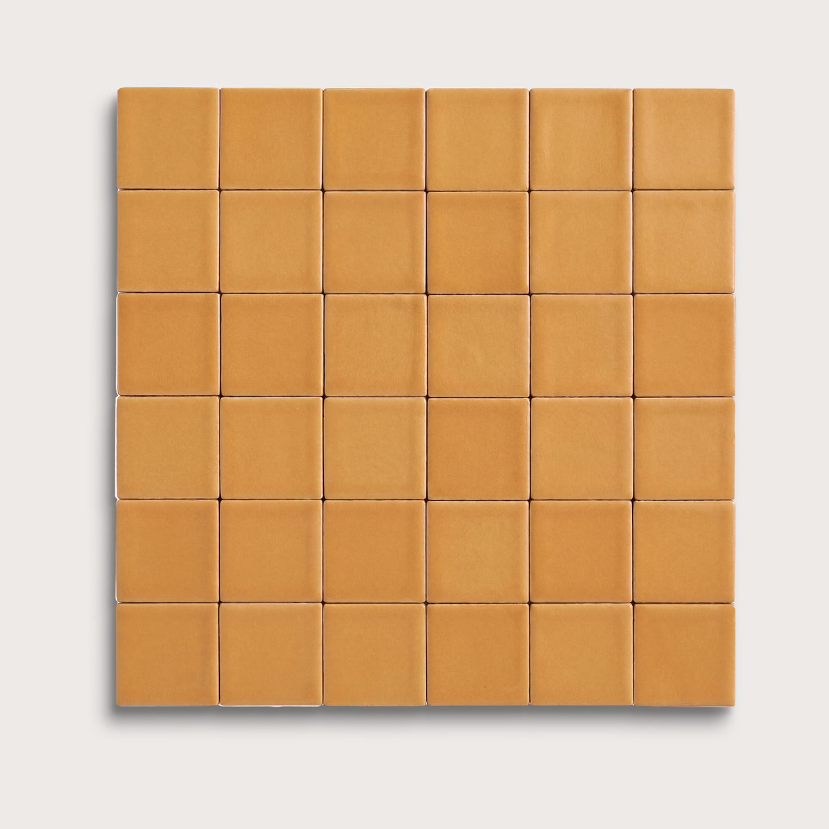 Marigold ceramic tile, 2 by 2 inch mosaic, matte finish