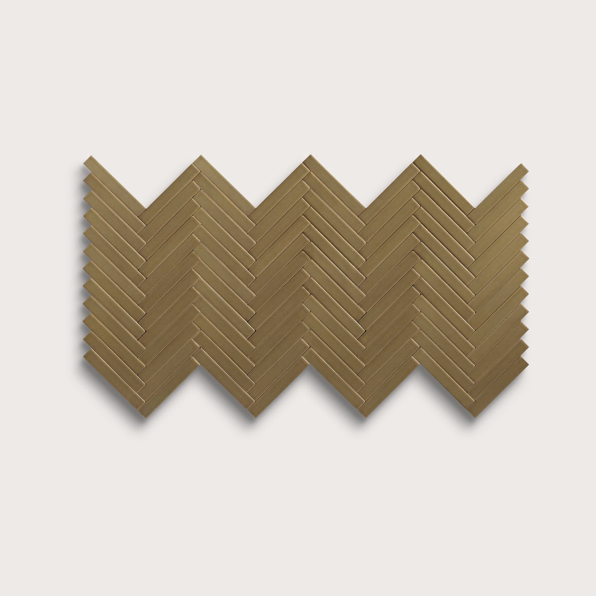 Meadow ceramic tile, 1 by 6 inch herringbone mosaic, matte finish