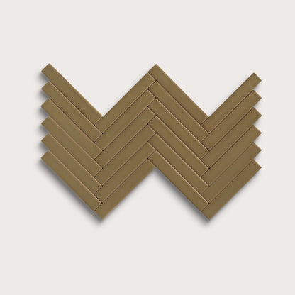 Meadow ceramic tile, 1 by 6 inch herringbone mosaic, matte finish